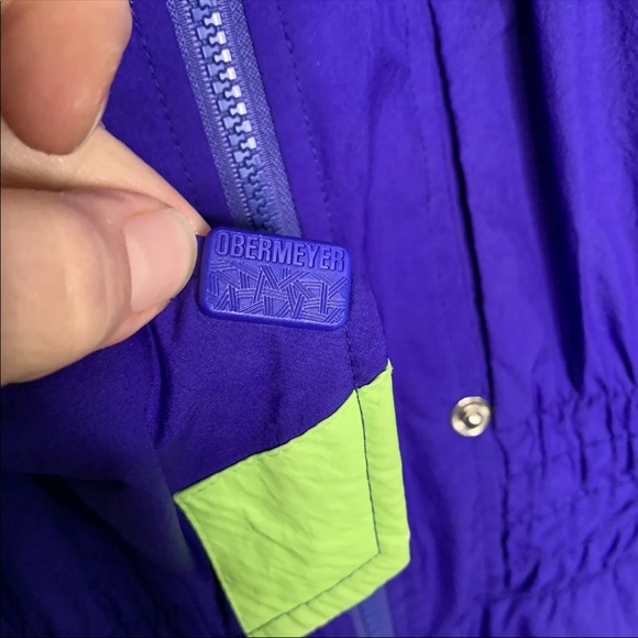 SOLD Vtg Obermeyer Womens One Piece Snow Ski Suit Purple Blue Neon Retro Size 10 - Picture 10 of 12